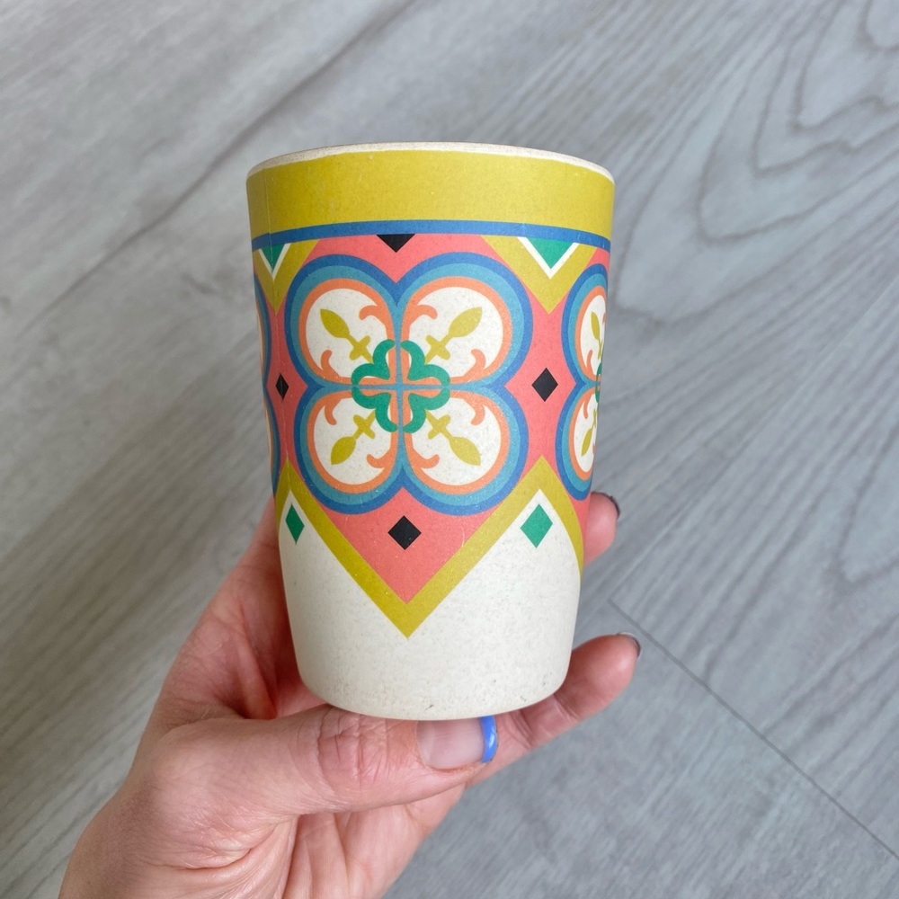 Colorful Bamboo Cup with Geometric Design